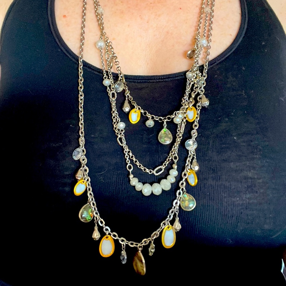 LOFT multi layer chain necklace. Silver.